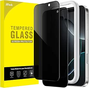 JETech Full Coverage Anti-Spy Screen Protector for iPhone 16 Pro 6.3 Inch, Tempered Glass Film Black Edges with Easy Installation Tool, Case Friendly, Pack of 2 - Image 1