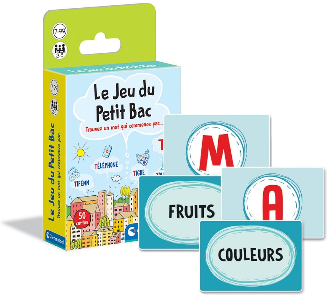 Clementoni | Le Jeu du Petit Bac – Quick and Educational Card Game for Children 7 Years+ | Vocabulary Development | Language Activity Family & School | Compact Portable Format - Image 1