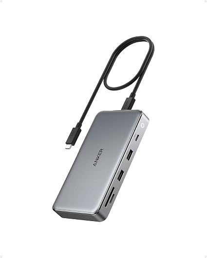 Anker USB-C 563 Hub (10 in 1, Dual HDMI 4K), Dual Monitor Docking Station, with Pd-in Max 100W, USB Data Ports 5Gbps for Windows Laptops, Dell XPS, Thinkpad, MacBook - Image 1