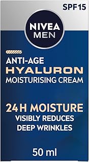 NIVEA MEN Crème hydratante anti-âge Hyaluron SPF15 (50 ml), crème visage anti-rides avec acide hyaluronique et pro-rétinol, réduit visiblement les rides profondes et raffermit la peau - Image 1