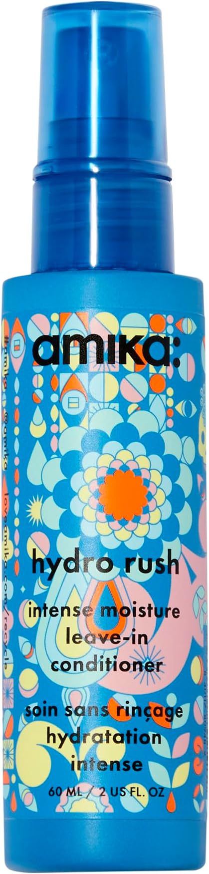 amika Hydrorush Intense Moisture Leave In Conditioner Frizz Reducing Detangling Spray Moisturizing Hair Care Infused With Hyaluronic Acid, Squalane + Polyglutamic Acid - Image 1