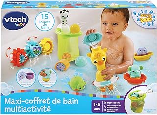 Maxi Multi Activity Bath Set, 15 Baby Bath Toys, Animals, Boats, 3 Shapes, 3 Balls, Storage Net, Gift for Boys and Girls from 1 Year - Image 1