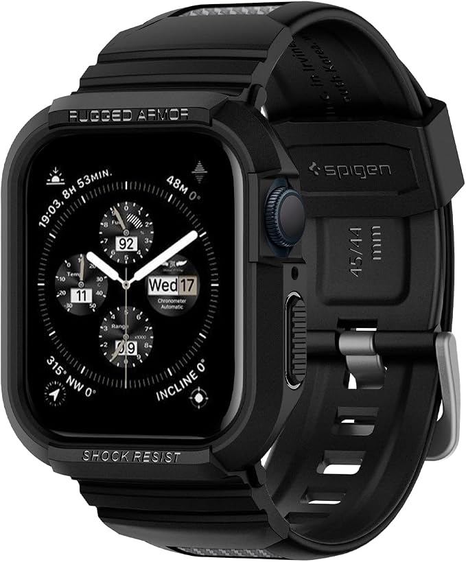 Spigen Rugged Armor Pro Case and Band Compatible with Apple Watch Series 9 8 7 45mm and Series SE2 6 5 SE 4 44mm - Image 1