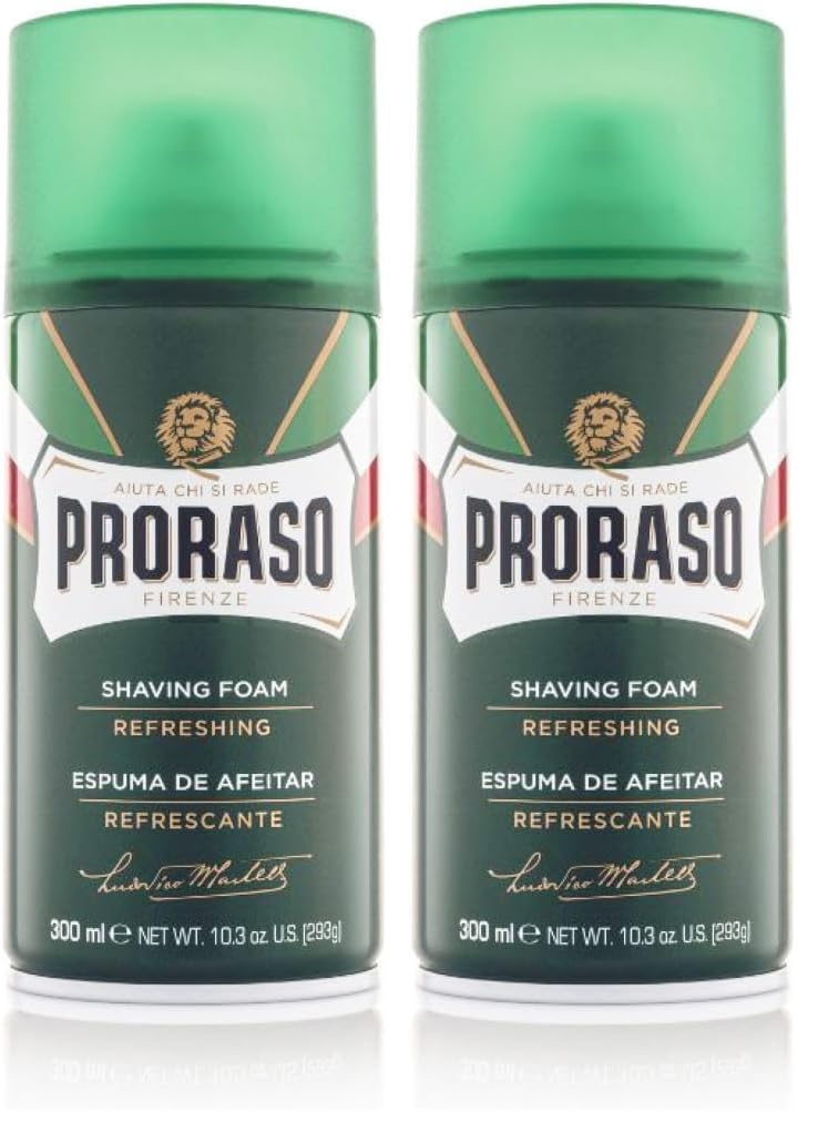 Proraso Shaving Foam, 300 ml, Shaving Foam for Men Refreshing and Invigorating with Eucalyptus Oil and Menthol, Made in Italy, Green (Pack of 2) - Image 1