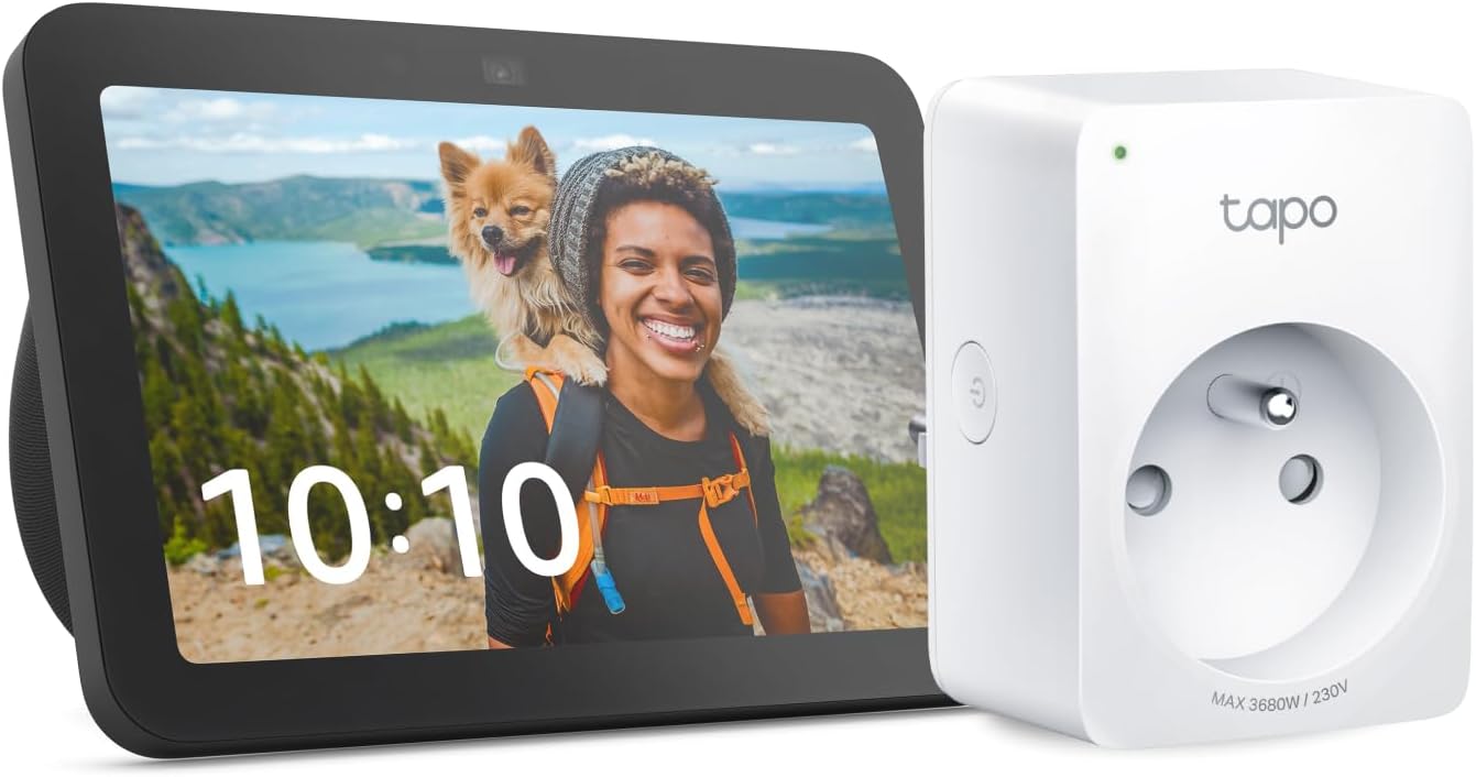 Echo Show 8 (3e génération) | Anthracite + Tapo Matter Prise Connectée, Fonctionne avec Alexa - Kit de démarrage Maison connectée - Image 1