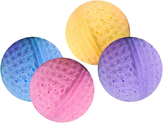 Karlie Pack of 4 Sponge Balls for Cats - Diameter 4 cm - Assorted Colours - Image 1