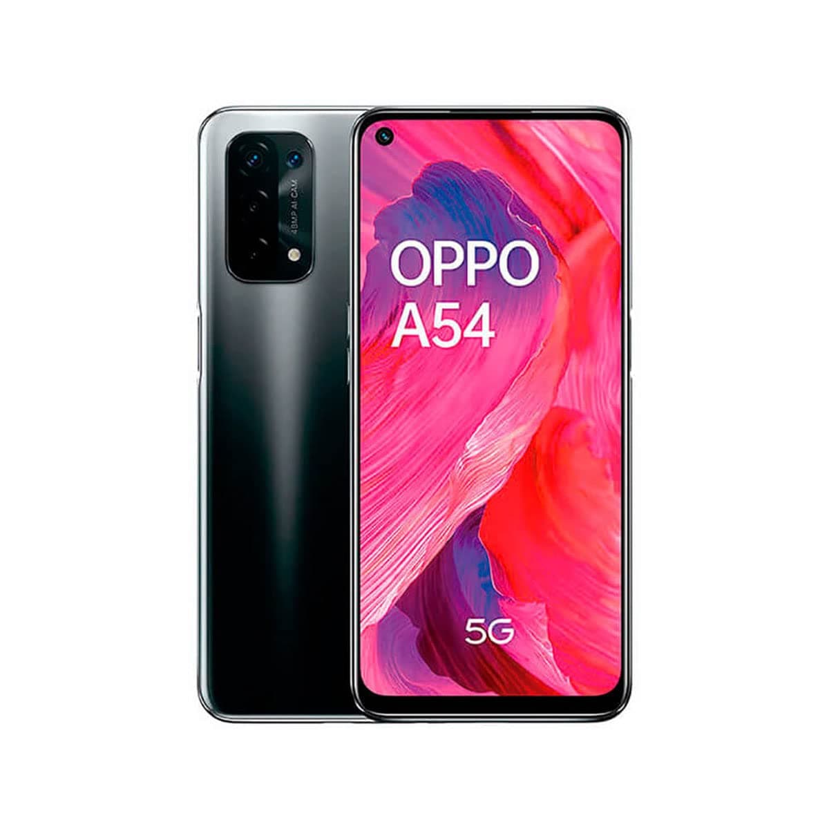 OPPO A54 5G Smartphone, 48MP Ki-Vierfachkamera mit Ultra Night Video, 6.5 Zoll 90Hz FHD+ Neo-Display, 5000mAh Akku, 5G-Prozessor, 64GB Speicher, 4GB RAM, ColorOS 11.1, Dual-SIM, Fluid Black