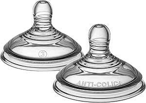 Tommee Tippee 2 Pack Advanced Anti-Colic Teats for Fast Flow Bottles 6+ Months, Breast Type for Natural Latch, Anti-Colic Valve, Soft Silicone - Image 1