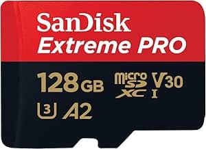 SanDisk 128GB Extreme PRO microSDXC card + SD adapter + RescuePro Deluxe up to 200MB/s with application performance A2 UHS-I Class 10 U3 V30