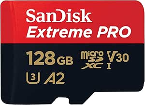 SanDisk 128GB Extreme PRO microSDXC card + SD adapter + RescuePro Deluxe up to 200MB/s with application performance A2 UHS-I Class 10 U3 V30 - Image 1