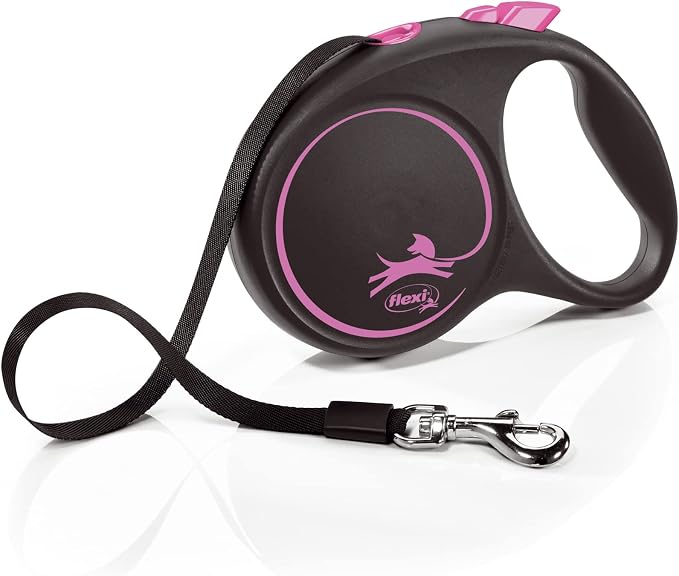 Flexi Black Design L Strap 5 m Black/Pink, Retractable Lead for Dogs up to 50 kg - Image 1