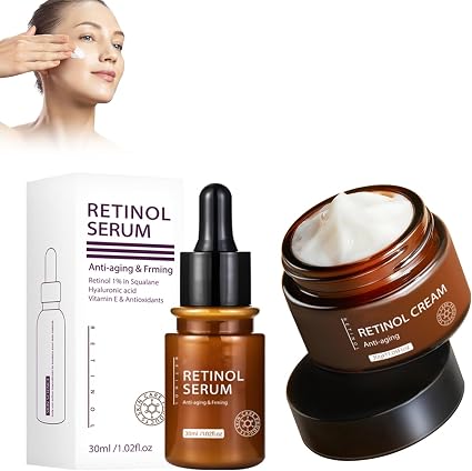 Anti-Aging Retinol Face Cream and Essence, Retinol Cream + Retinol Essence, Retinol Cream, The Ordinary Retinol Face Serum, Reduces Dry Wrinkles and Fine Lines - Image 1