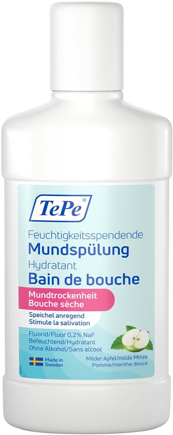 Bain de bouche hydratant TePe bouche sèche, bain de bouche doux fluoré au parfum de menthe douce pour soulager la sensation de bouche sèche - Image 1