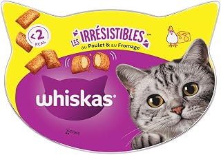 WHISKAS LES IRRÉSISTIBLES - Friandises au Poulet & au Fromage pour Chat Adulte - 8 Boîtes de 60g - Sans Arômes Artificiels, Idéal pour Partager un Moment de Complicité - Image 1