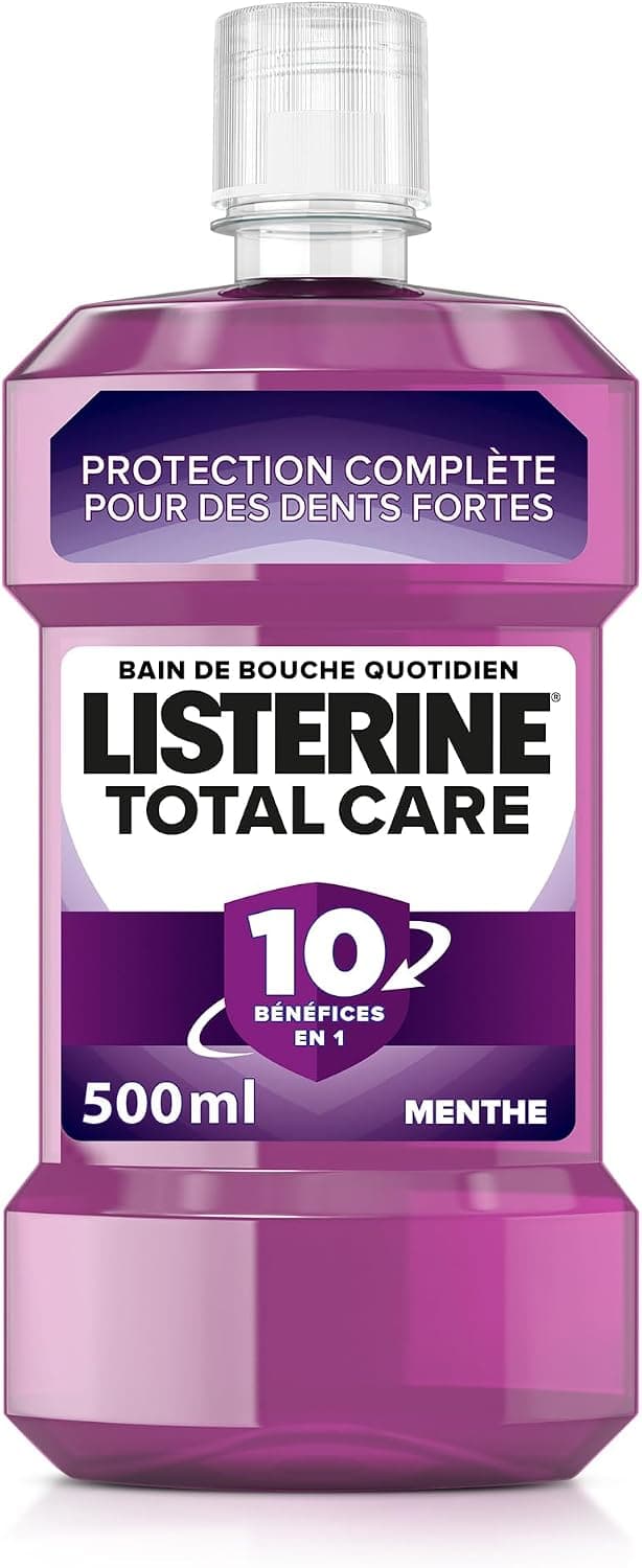 Listerine – Bain de Bouche Quotidien Total Care (bouteille de 500 ml) – Soin bucco-dentaire protection émail 10 bénéfices en 1 – Haleine fraîche durable