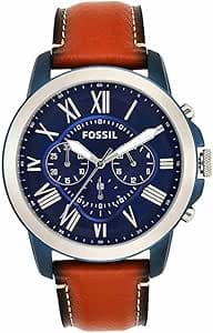FOSSIL Grant Men's Watch 44mm Case Size Quartz Chronograph Genuine Leather Strap