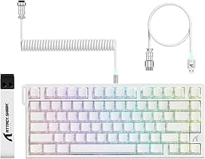 ATTACK SHARK R82 HE 75% Wired Gaming Keyboard, Magnetic Switch, Polling Rate 8000Hz, 0.01mm Ultra Accuracy RT, RGB, 5 Layers Sound Absorption, with C01ULTRA LED Cable (White Outline)