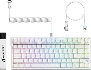 ATTACK SHARK R82 HE 75% Wired Gaming Keyboard, Magnetic Switch, Polling Rate 8000Hz, 0.01mm Ultra Accuracy RT, RGB, 5 Layers Sound Absorption, with C01ULTRA LED Cable (White Outline) - Image 1
