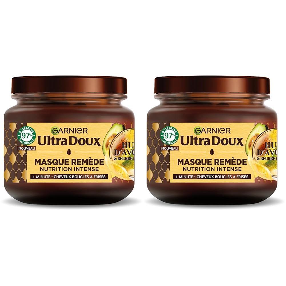 Garnier Ultra Doux Intense Nutrition Remedy Mask - Avocado Oil & Shea Butter - For Very Dry Curly or Curly Hair - Paraben Free - 340 ml (Pack of 2) - Image 1