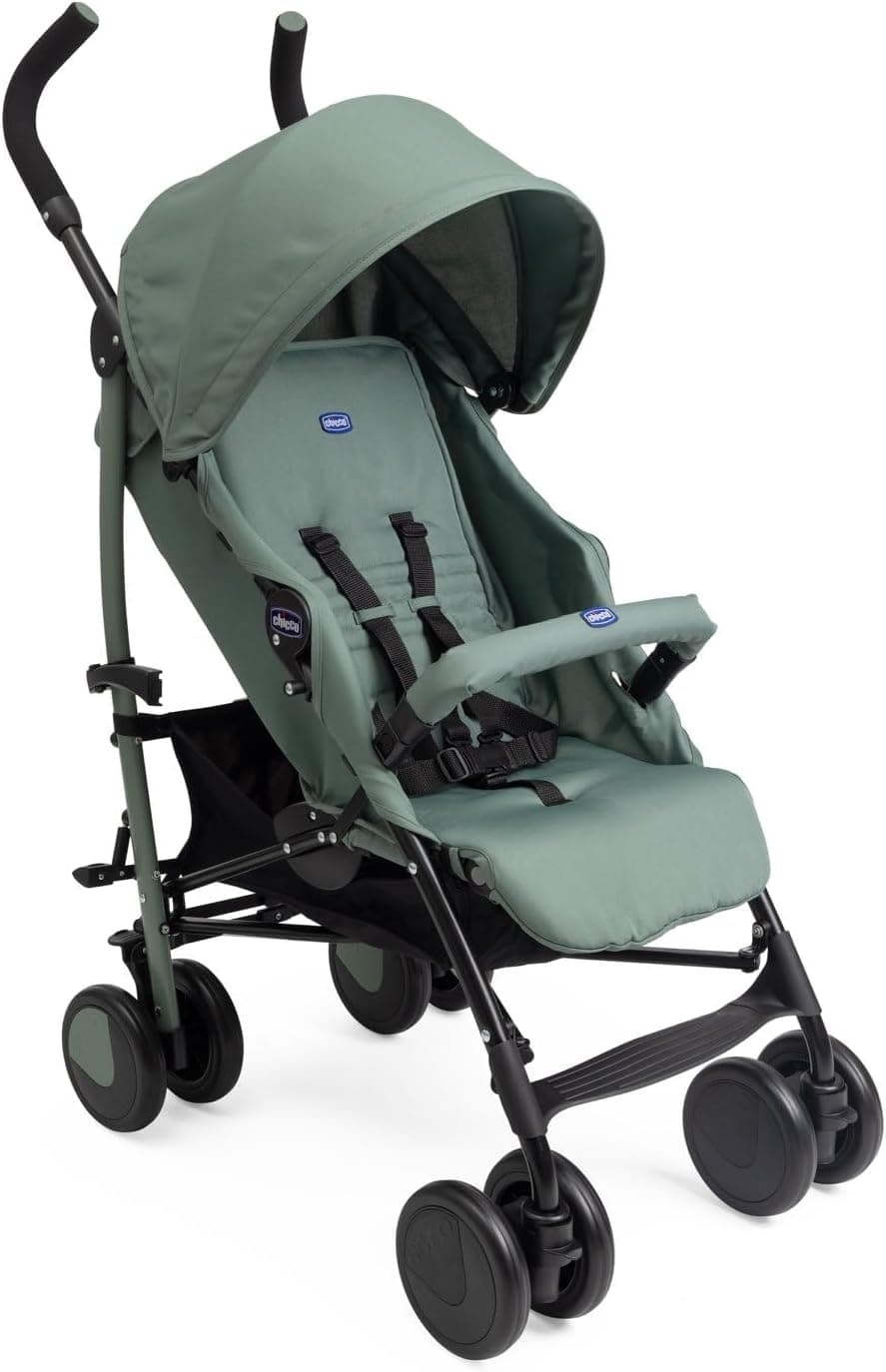 Chicco Echo Lite Poussette Bebé Légère, de 0 Mois à 22 kg, Poussette canne, Dossier inclinable et réglable en 4 positions, Siège Spacieux, Double Frein et Roues Avant Pivotantes, Vert