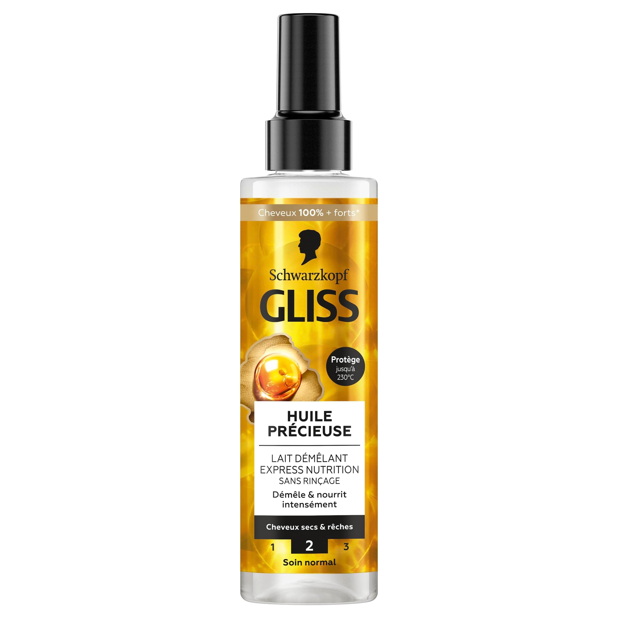 GLISS -Schwarzkopf - Express Detangling Milk - Precious Oil - Nutrition - Protects up to 230°C - Detangles & Intensely Nourishes - Dry & Ragged Hair - Normal Care - No Rinse - 200ml