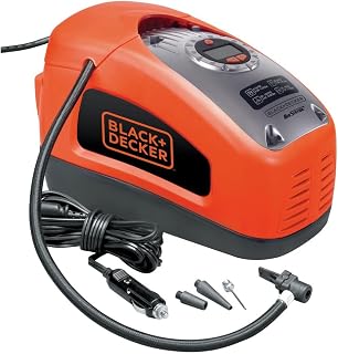 BLACK+DECKER ASI300-QS Gonfleur-Compresseur Filaire - 11 Bars - 160 PSI - 220 V ou Allume-Cigare 12V - Fourni avec 1 Aiguille et 2 Embouts - Image 1