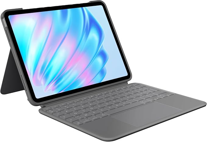 Logitech Combo Touch, Keyboard Case for iPad Air 11 Inches (M2 and M3), iPad Air (5th Generation) - Removable Backlit Keyboard with Stand, French AZERTY Keyboard - Grey - Image 1