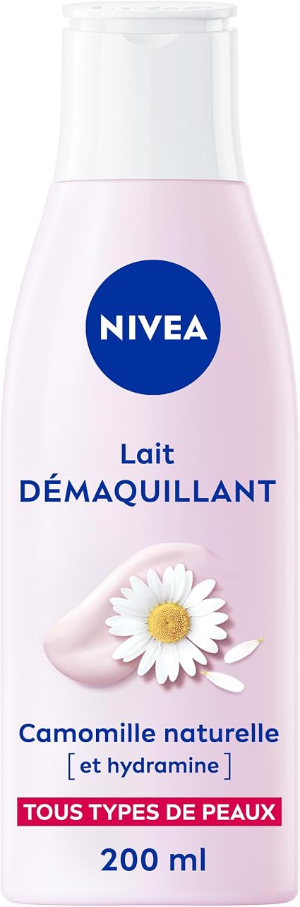NIVEA - Face & Eye Make-Up Remover Milk - Waterproof Effectiveness - Intensely Removes Makeup & Moisturizes - Without Drying - Natural Chamomile & Hydramine - Vegan Formula - All Skin Types - 200 ml - Image 1