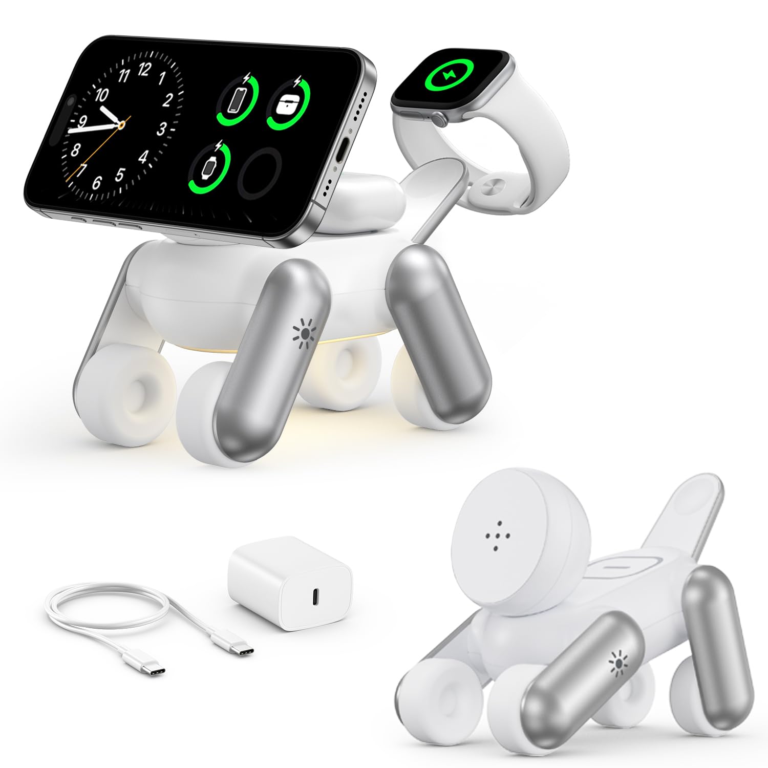 3 in 1 MagSafe Wireless Induction Charger for iPhone 17/Air/16/15/14/13/12 Series, for Apple Watch Series 11/10/9/8/7/6/5/4/3/2/SE/Ultra, for AirPods Magnetic Quick Charge - Image 1