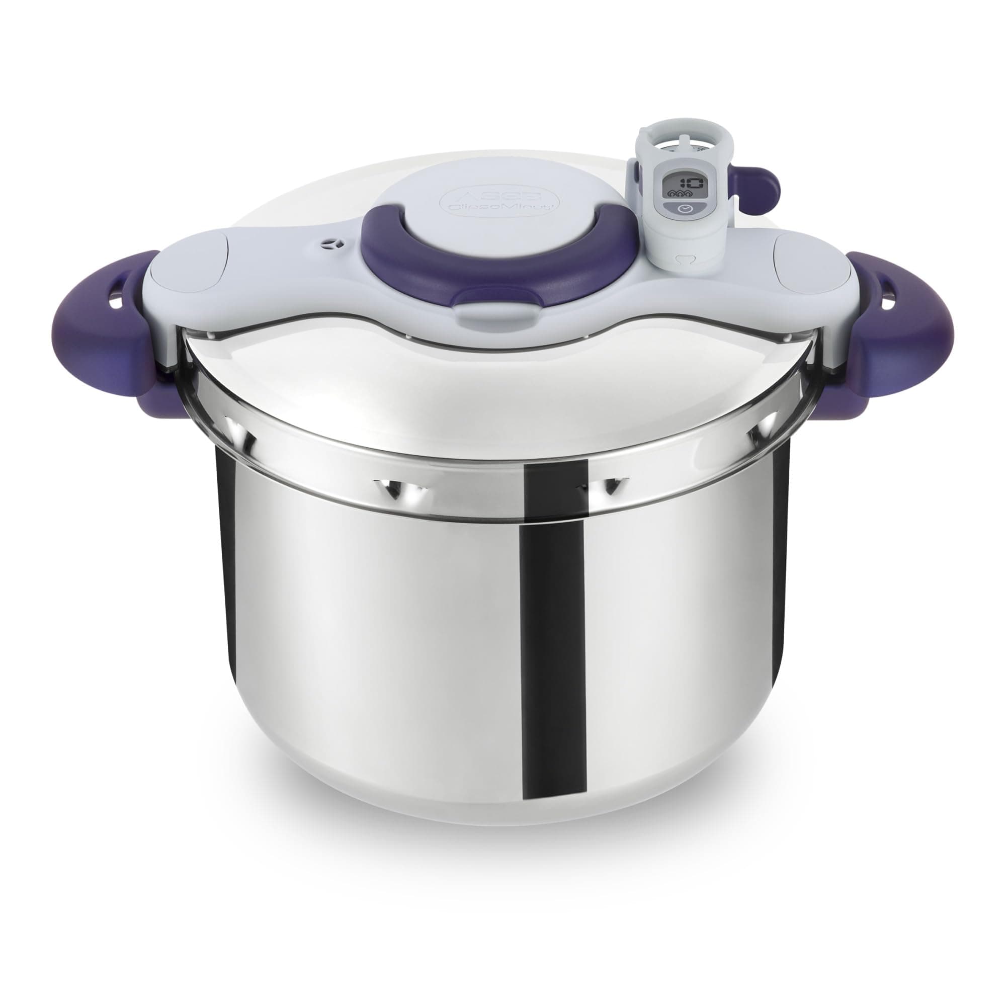 Seb Clipsominut' Perfect Pressure Cooker 9 L, Pressure Cooker Induction, Easy to Use, Timer, 100 Recipes Included, Made in France, Purple P4624900