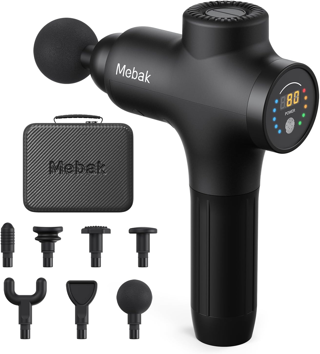 Mebak 3 Muscle Massage Gun Portable Electric Massagers Deep Tissue Massager Pain Relief Ultra Quiet with 7 Head 5 Speeds 12 mm Amplitude - Image 1