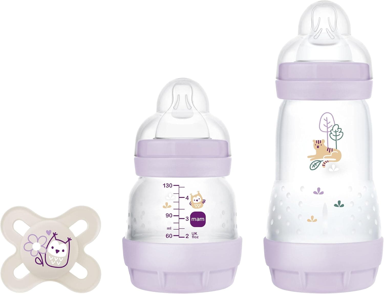 MAM, Newborn gift set. Includes: 2 x anti-colic bottles (160 and 260 ml), 1 x Start teat, pink