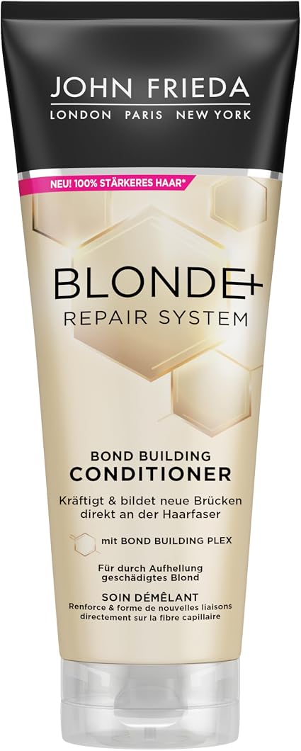 John Frieda BLONDE+ Repair System Conditioner - With Bond Building Plex - 250ml - For Blonde Damaged by Lightening - Strengthens and forms new bridges directly on - Image 1