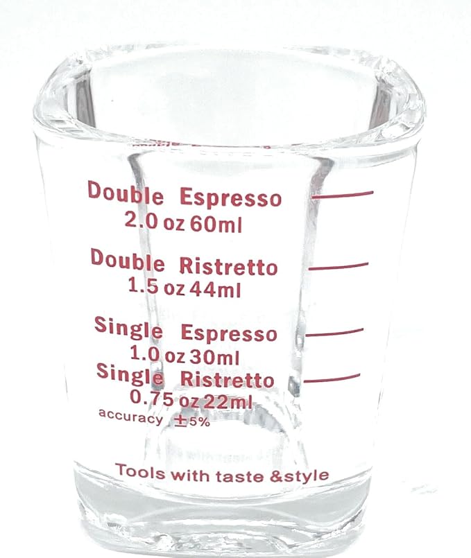 2oz Glass Graduated Coffee Mug with Red Markings - Perfect for Espresso Shots, Pyrex Jiggers and Cortado Glasses. - Image 1