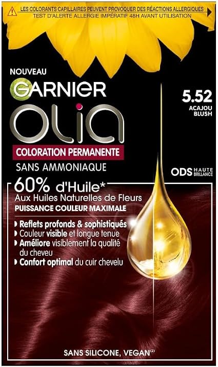 Garnier - Olia - Permanent Hair Colour - Ammonia-Free - 60% Natural Flower Oils - Preserves Hair Quality - Soft and Shiny Hair - Blush Mahogany (156) - 120g - Image 1
