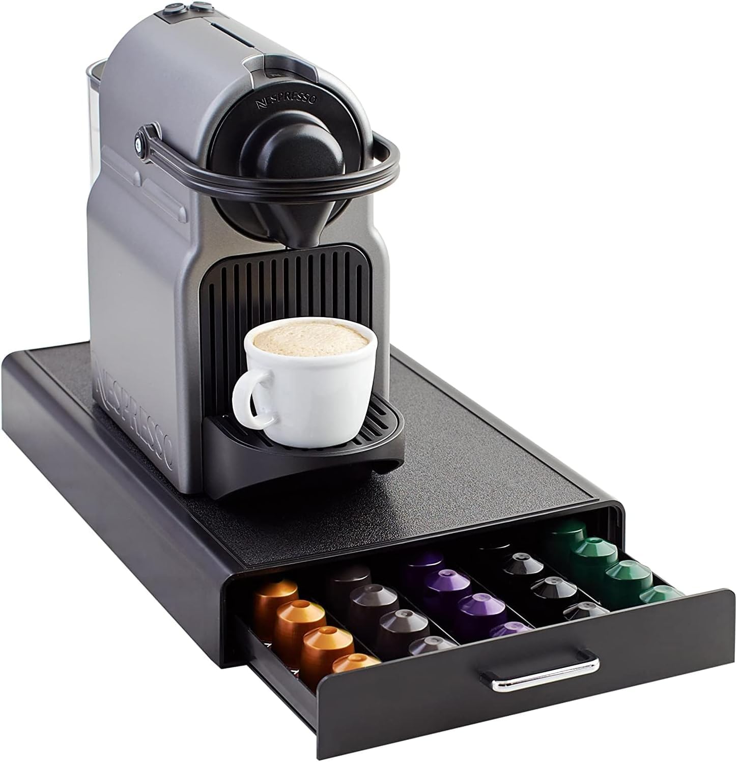 Amazon Basics Nespresso Moose Storage with 1 Drawer - 50 Capacity Capsules, Black - Image 1