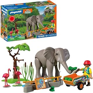 Playmobil | Animals & Friends | Éléphant avec Gardien de Zoo | Coffret Zoo avec 4 Animaux et Accessoires | À partir de 4 Ans | 72068 - Image 1