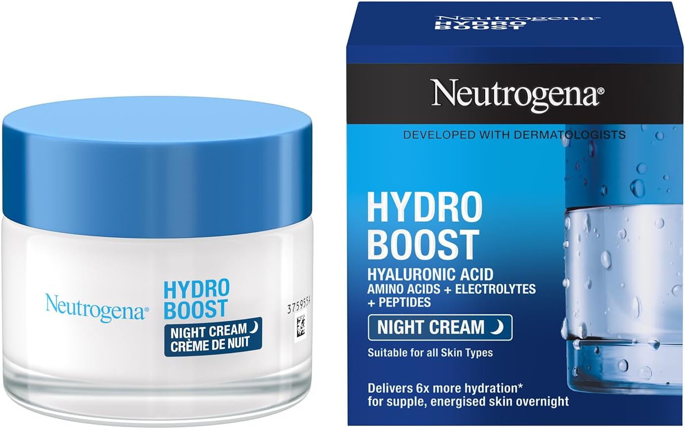 Neutrogena | Hydro Boost Night Cream (50 ml jar) - FNH Complex Moisturizing Face Cream - Hyaluronic Acid Face Treatment for Plumped and Revitalized Skin Overnight - Image 1