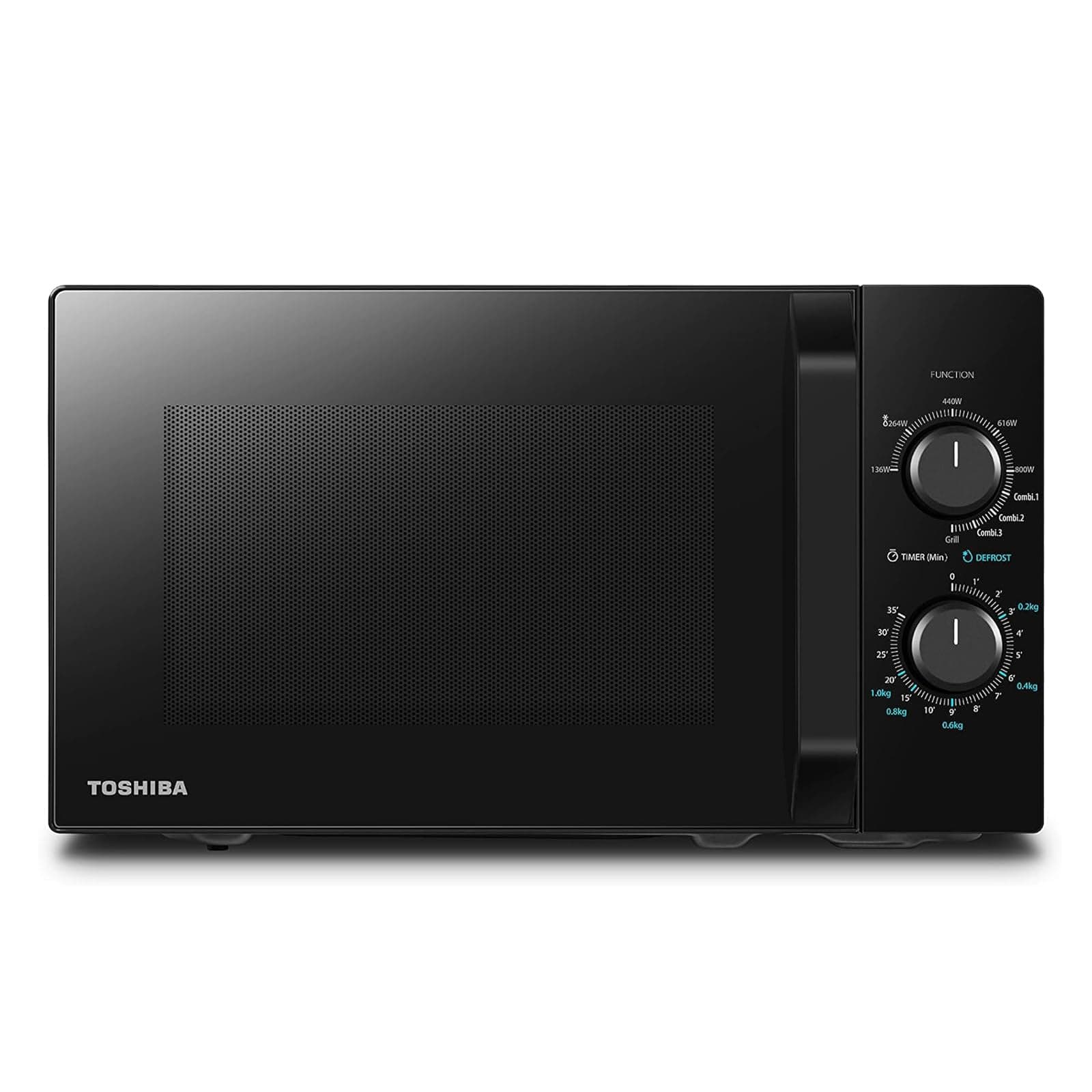 Toshiba MW2-MG20P(BK) 20L Microwave Oven 800W/1000W Grill with Crispy Grill and Combined Cooking Function, 9 Power Levels, LED Bulb, Easy Defrost, Black