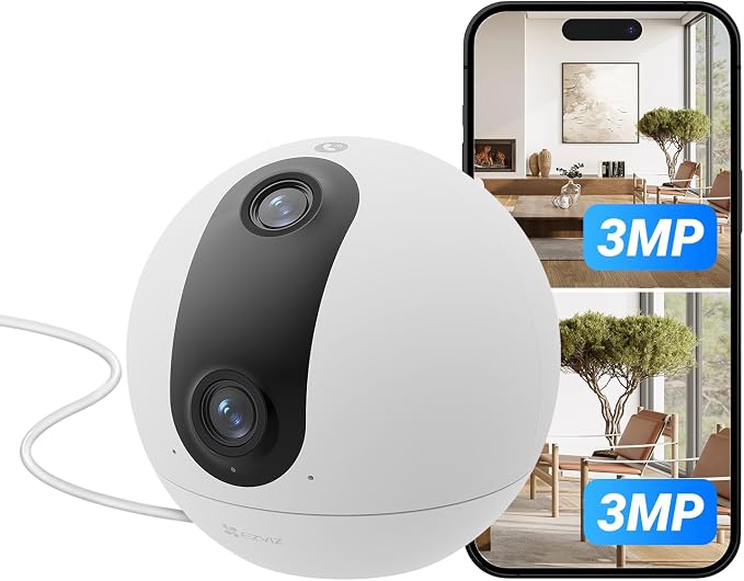 EZVIZ C60p 2K Dual Lens WiFi Indoor Surveillance Camera, 360° Indoor Camera with Human Detection and Auto Tracking, Two-Way Audio with Touch Button, Alexa and Google - Image 1