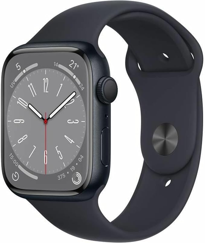 Apple Watch Series 8 (GPS, 45MM) Midnight Aluminum Case with Midnight Sport Strap (Refurbished) - Image 1