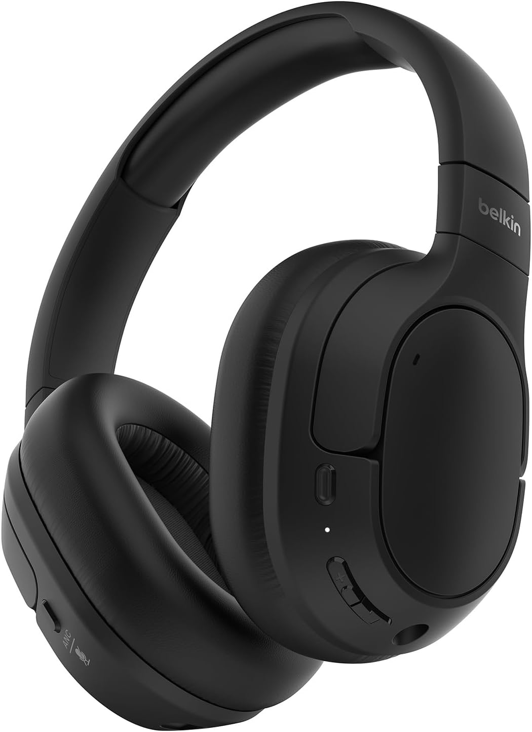 Belkin SoundForm Isolate Wireless Bluetooth Headphones with Hybrid ANC (Noise Cancelling Headphones, 60 Hour Playtime, Deep Bass, CloudCushion Earbuds, On the Go Use) - Black - Image 1