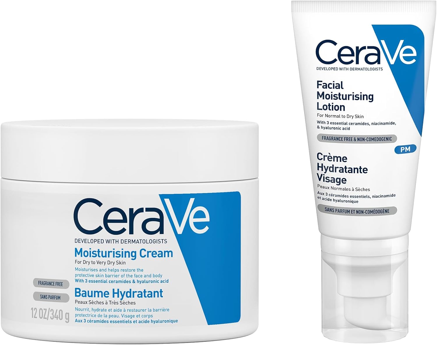 CeraVe Evening Moisturizing Routine for Dry Skin, Body & Face with Hyaluronic Acid - Image 1