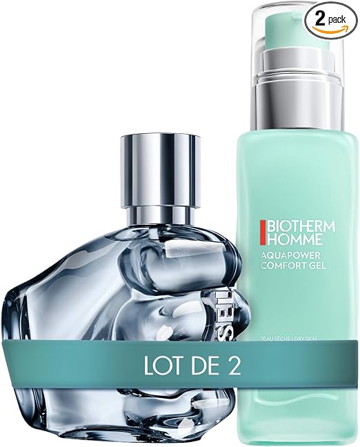 Set of Diesel Only The Brave, Eau de Toilette Spray for Men, 35 ml + Biotherm Men, Aquapower Comfort Gel for Dry Skin, Moisturising Face Gel for Men, 75 ml - Image 1