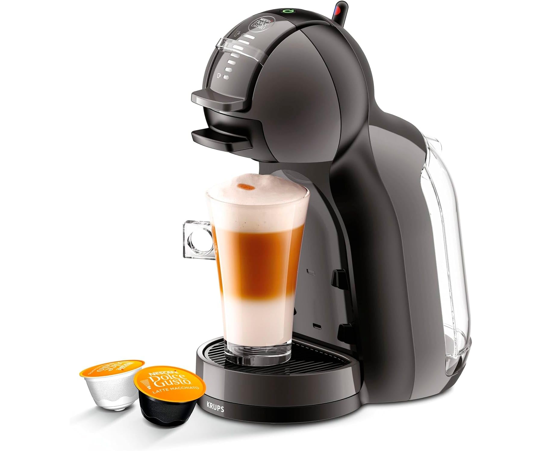 Krups Nescafé Dolce Gusto Mini Me Capsule Coffee Maker with 15 Bar Pressure Capacity, 0.8 L Capacity, Cold or Hot Drinks, Play&Select, Thermoblock, 35 Types of Coffee, Black, KP1238AS - Image 1