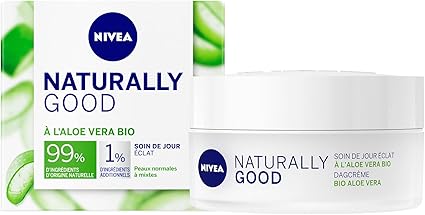 NIVEA NATURALLY GOOD Coup d'Éclat Day Cream 50 ml, Face Care with 99% ingredients of natural origin, day cream with organic Aloe Vera & precious oils - Image 1