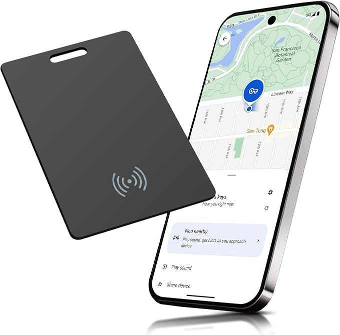 Wallet Tracker for Android, Wireless Rechargeable Smart Tracking Card, Slim Wallet Tracking Card Compatible with Google Find My Device App (Android Only), for - Image 1