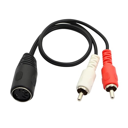 CERRXIAN Professional Audio Cable, 5 Pin DIN MIDI Connector to 2 Male Cinch Connectors, Audio Cable for Bang & Olufsen, Naim, Quad ... Stereo Systems (0.3m Female DIN) - Image 1