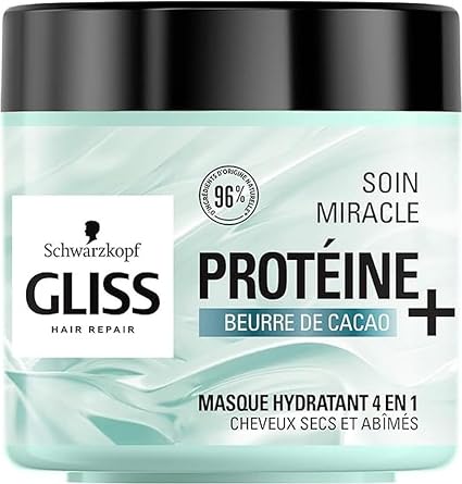 Schwarzkopf - Gliss - 4 in 1 Hydrating Miracle Care Mask - Dry, damaged hair - Hair care - 96% ingredients of natural origin - 400 ml jar - Image 1