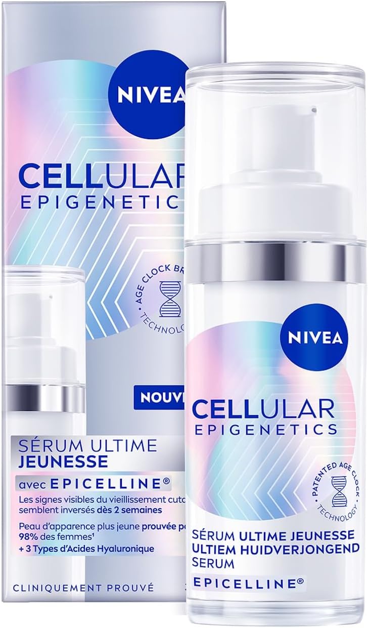 NIVEA - Sérum Visage Ultime Jeunesse Epigenetics - Technologie Age Clock - Epicelline & Acide Hyaluronique - Anti-Âge - Tous Types de Peaux - 30 ml - Image 1